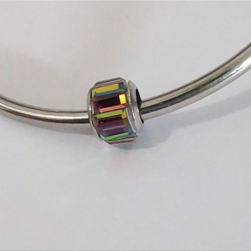 Silver Iridescent Crystals Charm‎ for Pandora Style Bracelet - Picture 2 of 4